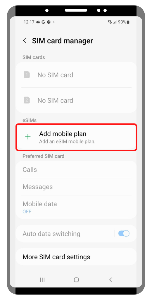 Android eSIM setup step 2